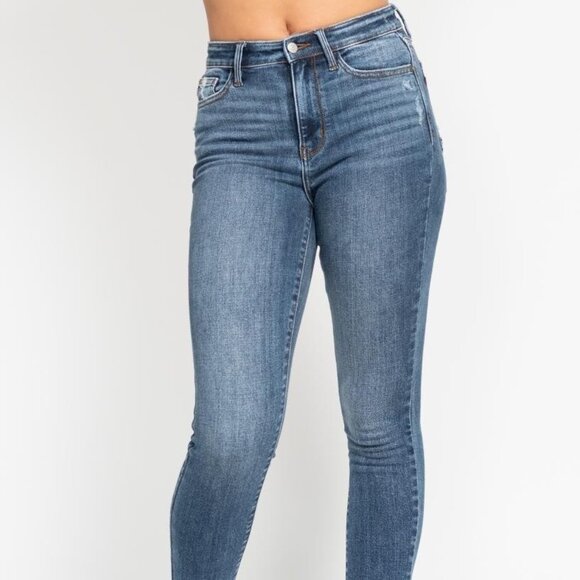 Judy Blue Pants - NWT Judy Blue High Waist Skinny Jeans with Destroy & Shark Bit Hem